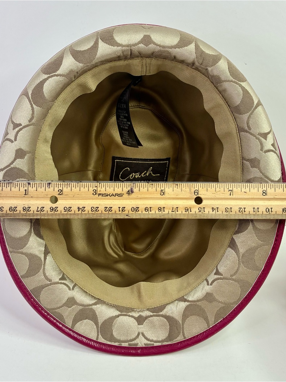 Womens Coach Fedora Hat Small Petite Khaki Brown Pink - Picture 13 of 14